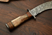 Load image into Gallery viewer, HS-870 Custom Handmade Damascus Steel Hunitng/Kukri Knife - Camel Bone Handle
