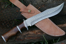 Load image into Gallery viewer, HS-304 CUSTOM 14&#39;&#39; DAMASCUS KNIFE, Handmade, Damascus Steel Bowie knife, with sheath ..
