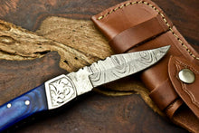 Load image into Gallery viewer, Custom Handmade Damascus Steel Blade Back-Lock Pocket Folding Gifts Knife| Hard Wood
