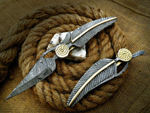 Load image into Gallery viewer, Custom Handmade Damascus Folding-Pocket Knife lot of 2 With Damascus Handle
