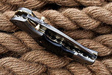 Load image into Gallery viewer, Custom Handmade Damascus Folding-Pocket Knife With Ram Horn Handle
