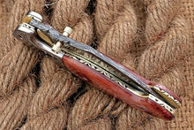 Load image into Gallery viewer, Custom Handmade Damascus Folding-Pocket Knife With Camel Bone Handle
