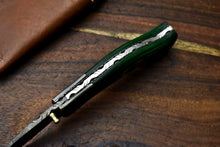 Load image into Gallery viewer, Custom Handmade Damascus Steel Blade Liner-Lock Pocket Folding Knife| HARD WOOD
