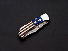Load image into Gallery viewer, HS-1117 Rare Custom Hand Forged Damascus Steel Back Lock Resin Handle Knife

