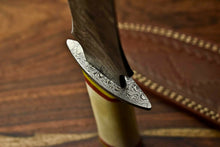 Load image into Gallery viewer, HS-858 Rare!!! Custom HandMade Damascus Steel Dagger Knife | CAMEL BONE
