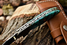 Load image into Gallery viewer, Custom Handmade Damascus Steel Pocket Folding Knife - Beautiful Resin Handle
