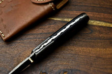 Load image into Gallery viewer, Custom Handmade Damascus Steel Blade Liner-Lock Pocket Folding Knife| BULL Horn
