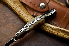 Load image into Gallery viewer, Custom Handmade Damascus Steel Pocket Folding Knife - Beautiful Ram's Horn Handle
