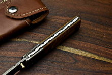 Load image into Gallery viewer, Custom Handmade Damascus Steel Blade Liner-Lock Pocket Folding Knife| HARD WOOD
