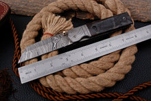 Load image into Gallery viewer, Custom Handmade Damascus Folding-Pocket Knife With Tanto Blade
