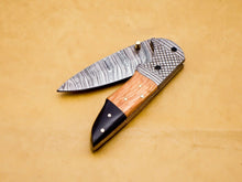Load image into Gallery viewer, Custom Handmade Damascus Folding-Pocket Knife With Wood Handle
