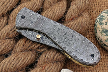 Load image into Gallery viewer, Custom Handmade Damascus Folding-Pocket Knife With Full Damascus Handle
