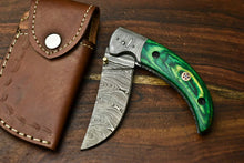 Load image into Gallery viewer, Custom Handmade Damascus Steel Blade Liner-Lock Pocket Folding Knife| HARD WOOD
