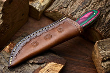 Load image into Gallery viewer, HS-671 Custom Handmade Damascus Steel Skinner Knife - Beautiful Hard Wood Handle
