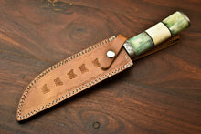 Load image into Gallery viewer, HS-329 | Custom Handmade Damascus Steel Hunitng/Bowie Knife - Colour Camel Bone Handle
