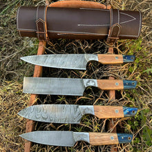 Load image into Gallery viewer, HS-127 &#39;&#39; Hand Forged Damascus Steel Hunting Chef Kitchen Knife Set W/ Sheath
