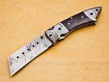 Load image into Gallery viewer, Custom Handmade Damascus Folding-Pocket Knife With Buffalo Horn Handle

