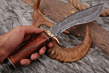 Load image into Gallery viewer, HS-872 Custom Handmade Damascus Steel 12 Inch Kukri Knife - Awesome Hard Wood Handle
