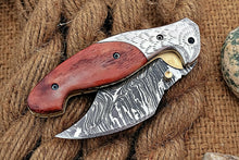 Load image into Gallery viewer, Custom Handmade Damascus Folding-Pocket Knife With Camel Bone Handle
