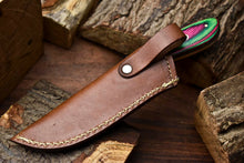 Load image into Gallery viewer, HS-671 Custom Handmade Damascus Steel Skinner Knife - Beautiful Hard Wood Handle
