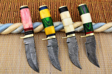 Load image into Gallery viewer, HS Deal 05 - Custom Handmade Damascus Skinner Knife Lot of Four Pecs With Different Handles
