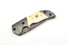 Load image into Gallery viewer, Custom Handmade Damascus Folding-Pocket Knife With Camel Bone Handle
