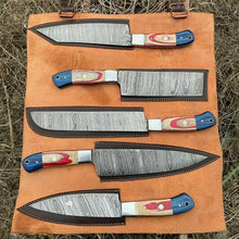 Load image into Gallery viewer, HS-129 &#39;&#39; Hand Forged Damascus Steel Hunting Chef Kitchen Knife Set W/ Sheath
