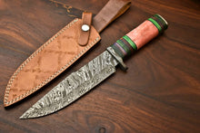 Load image into Gallery viewer, HS-330 | Custom Handmade Damascus Steel Hunitng/Bowie Knife - Colour Camel Bone Handle
