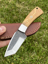 Load image into Gallery viewer, HS-732 Custom Handmade High Carbon Steel Skinner Tanto Blade Knife With Wood  Handle
