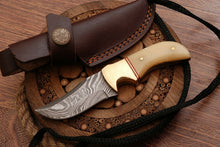 Load image into Gallery viewer, HS-759 Custom Handmade Damascus Steel Skinner Knife 5.5 inch Overall And Camel Bone Handle
