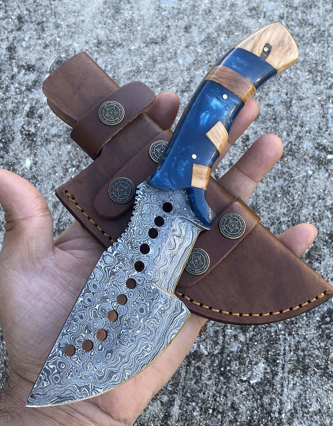 HS-928 Custom Handmade Damascus Tracker/Hunitng Knife With Wood Handle Handle