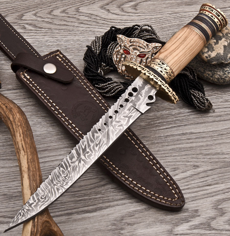 HS-531 Custom Handmade Damascus Hunting Fillet Fish Knife With Wood Handle