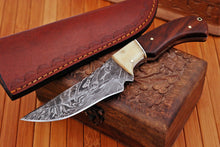 Load image into Gallery viewer, HS-789 Custom Handmade Damascus Skinner Knife With Wood &amp; Bone Handle
