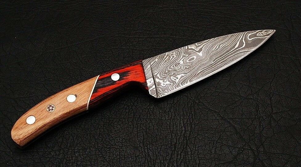 HS-287 Custom Handmade Damascus Kitchen/Chef Knife - Wood Handle - Best Price