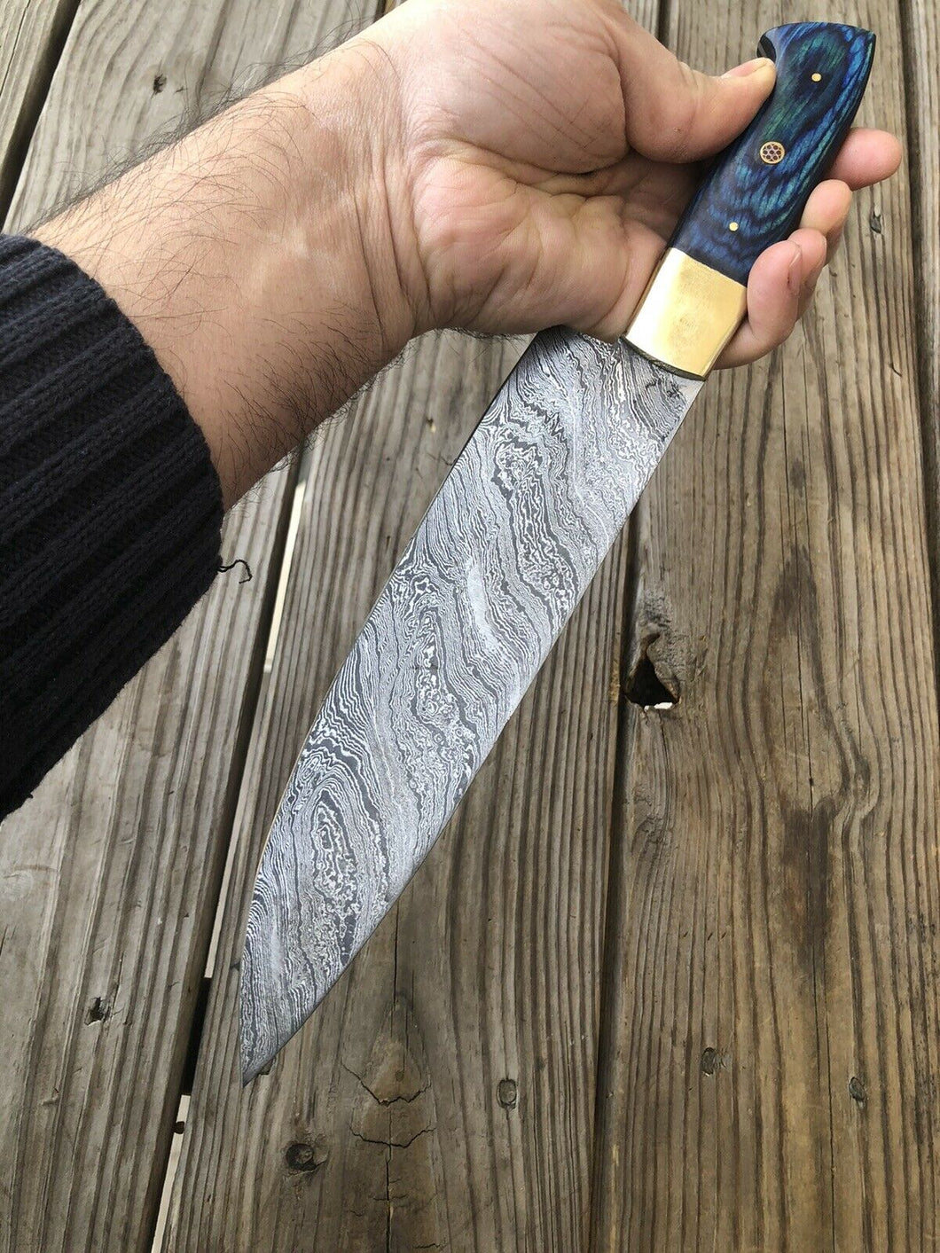 HS-297 Custom Handmade Damascus Kitchen/Chef Knife - Hard Wood Handle - Best Price