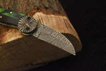 Load image into Gallery viewer, Custom Handmade Damascus Folding/Pocket Knife Liner Lock With Bone Handle
