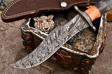 Load image into Gallery viewer, HS-530 Custom Handmade Damascus Hunting/Bowie Knife With Colored Bone Handle
