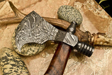 Load image into Gallery viewer, HS-1085 | Custom Handmade Damascus Tomahawk knife, Hatchet, Axe,Integral Hand Forged
