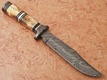 Load image into Gallery viewer, HS-348 | Custom Handmade Damascus Hunting /Bowie Knife With Bone Handle
