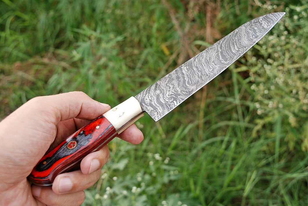 HS-296 Custom Handmade Damascus Kitchen/Chef Knife - Hard Wood Handle - Best Price