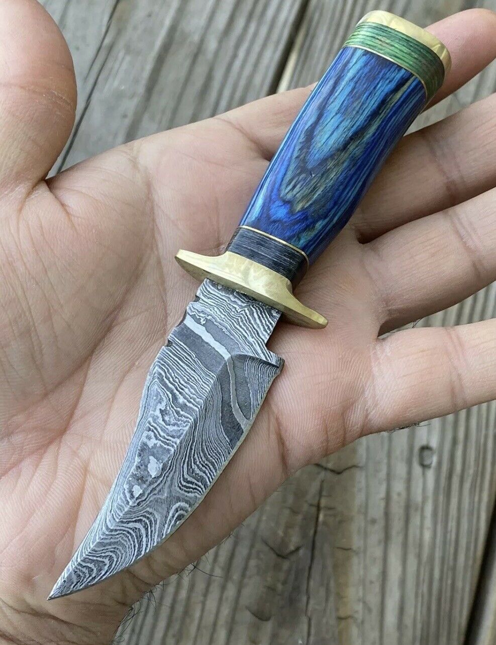 HS-728 Custom Handmade Damascus Steel Skinner Knife - Awesome Hard Wood Handle