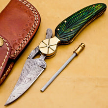 Load image into Gallery viewer, Damascus Folding Knife Custom knife Handmade Folding Knife
