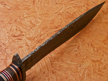 Load image into Gallery viewer, HS-349 | Custom Handmade Damascus Hunting /Bowie Knife With Hard Wood &amp; Bone Handle
