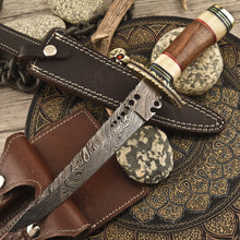 Load image into Gallery viewer, HS-532 Custom Handmade Damascus Fillet Fish Knife With Wood Handle
