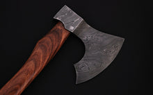 Load image into Gallery viewer, HS-1077 | Custom Handmade Damascus Hand Forged Axe With Rose Wood Handle
