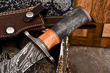 Load image into Gallery viewer, HS-530 Custom Handmade Damascus Hunting/Bowie Knife With Colored Bone Handle
