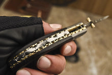 Load image into Gallery viewer, Custom Handmade Damascus Folding-Pocket Knife With Black Micarta Handle
