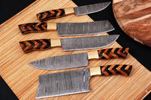 Load image into Gallery viewer, HS-148 Custom Handmade HAND FORGED DAMASCUS STEEL CHEF KNIFE Set Kitchen Knives
