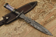 Load image into Gallery viewer, HS-867 Custom Handmade Damascus Dagger Knife With Stained Camel Bone Handle
