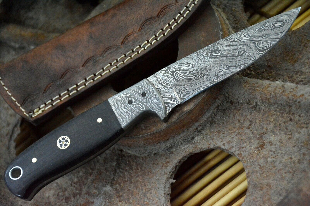 HS-847 Custom Handmade Damascus Skinner Knife With G-10 Micarta Handle